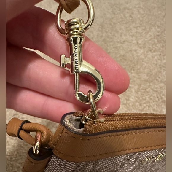 Karl Lagerfeld Paris Logo Wristlet Almond/Taupe - Picture 2 of 11